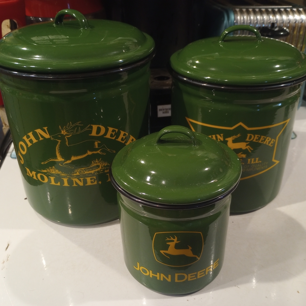 John Deere Green Metal Canister Set - 3 Piece